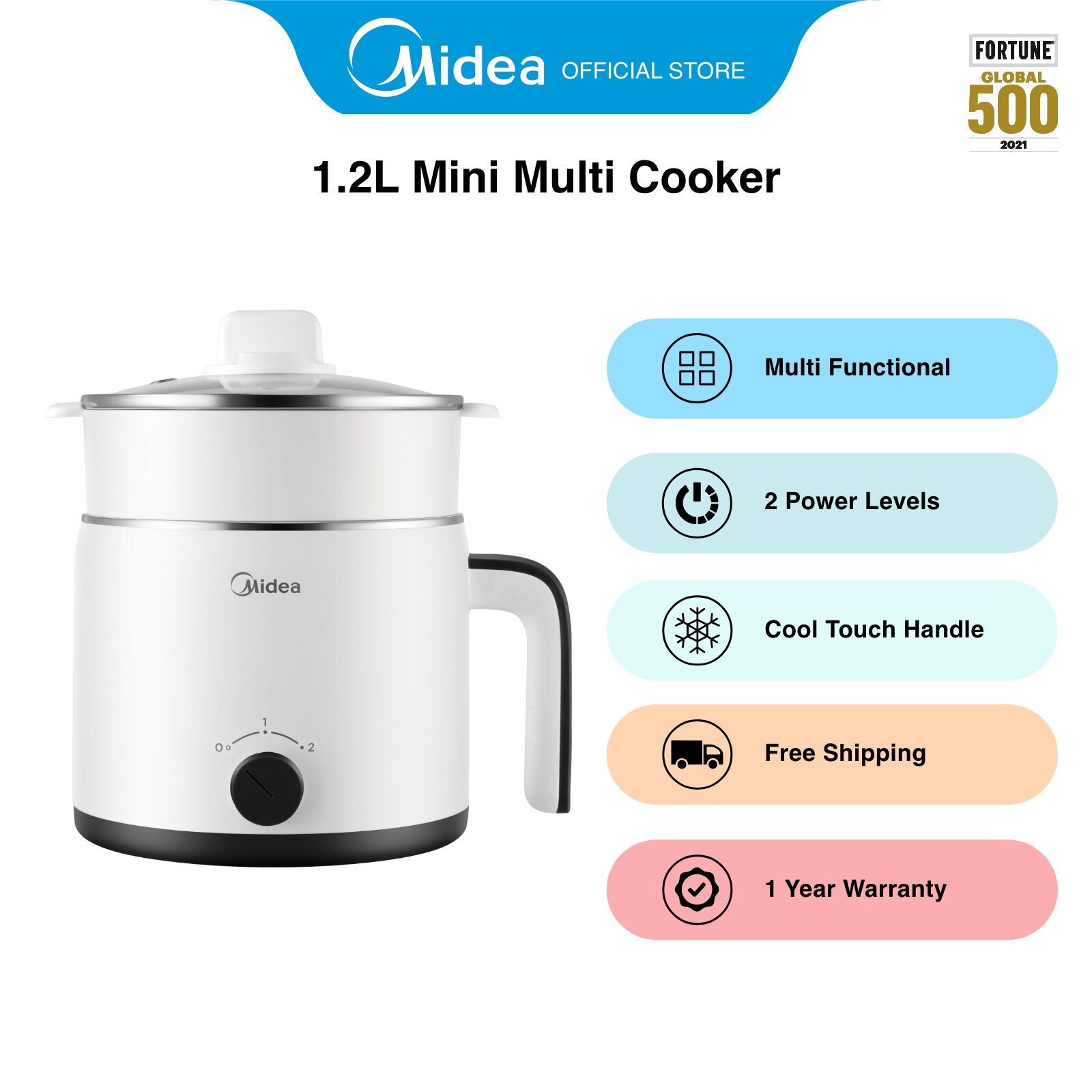 Midea MEC-1012W 1.2L Mini Multi Cooker