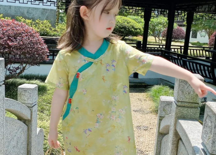 KYII Girls summer Short Sleeve dress V-Neck Dress kyii0170