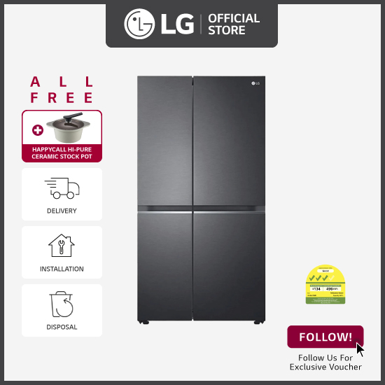 [Bulky] LG GS-B6472MC side-by-side-fridge with Linear Compressor, 647L, Matt Black + Free Delivery + Free Installation + Free Disposal