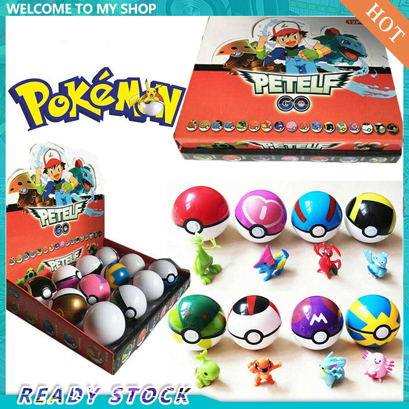 【BIG SELL】 12PCS Pokemon Toy Pokémon Pikachu Ball Set Pokémon Character Children's Toy Holiday Birthday Gift (5cm Length)